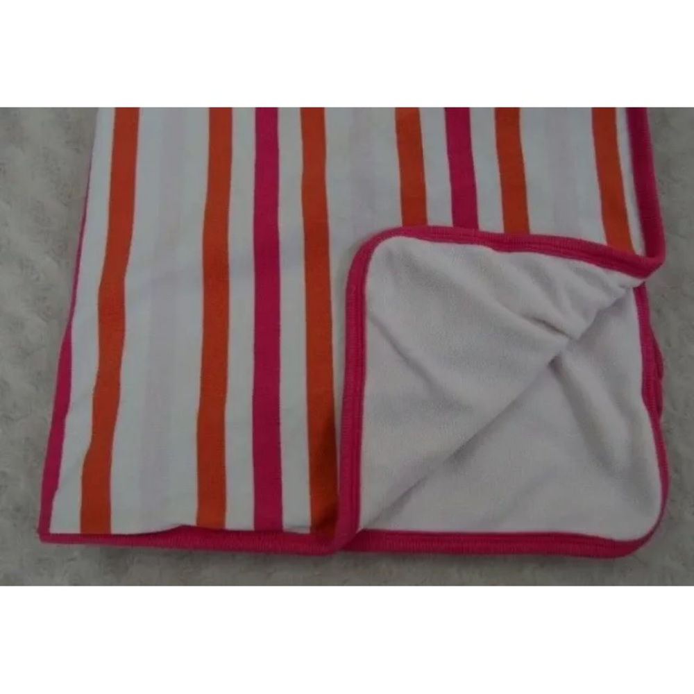 Old Navy Pink White Orange Stripe Baby Blanket Security Lovey Fleece Cotton